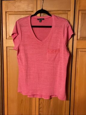 Cable & Gauge Pink V-Neck Pocket Tee, xl